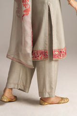 Grey Woven Orgenza Kurta Set