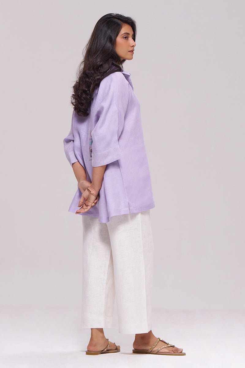 Pastel Lilac Pure Linen Shirt