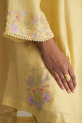 Jojoba Yellow Chanderi Kurta Set
