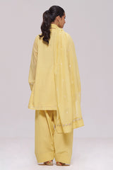 Yellow Mul-Chanderi Kurta Set