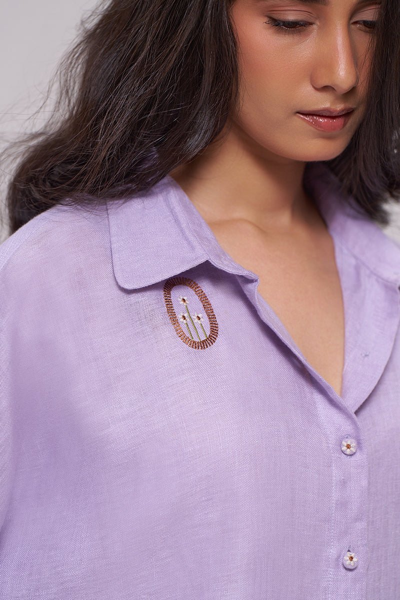 Pastel Lilac Pure Linen Shirt