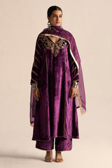 Imperial Purple Velvet Festive Kurta Set