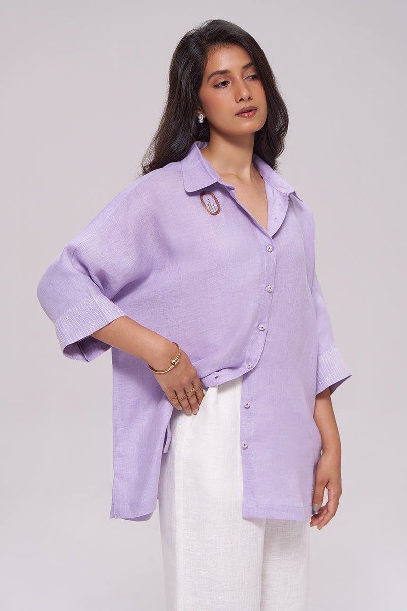 Pastel Lilac Pure Linen Shirt