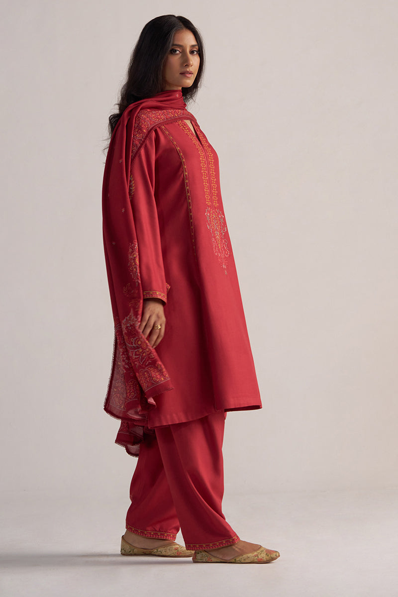 Jester Red Pashmina Kurta Set