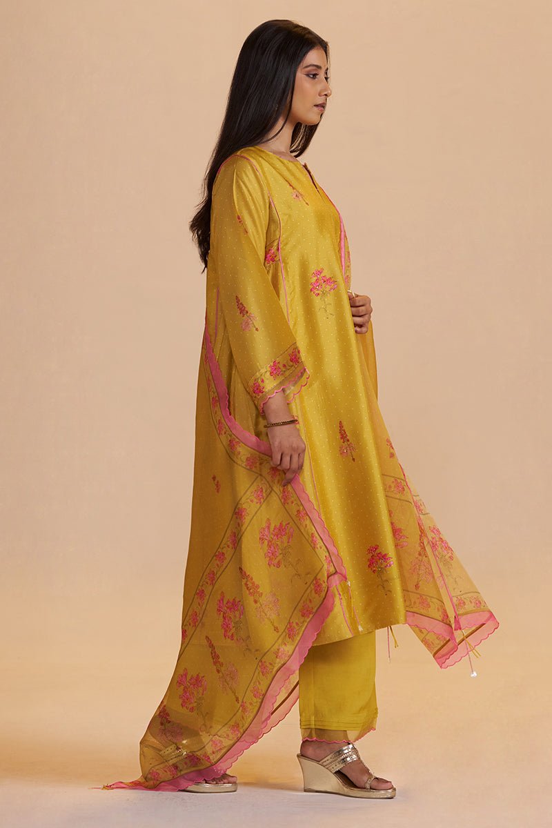 Haldi Yellow Silk Festive Kurta Set - Ganga Fashions