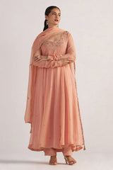 Peach Georgette Anarkali Kurta Set