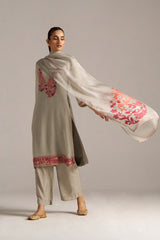 Grey Woven Orgenza Kurta Set