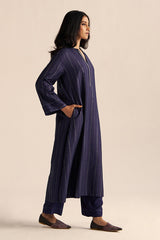 Medieval Blue Embroidered Raw Silk Co-ord Set