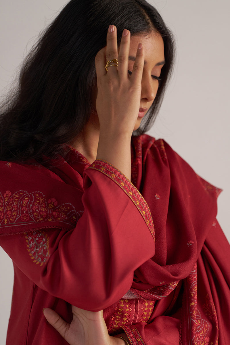 Jester Red Pashmina Kurta Set