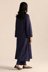 Medieval Blue Embroidered Raw Silk Co-ord Set