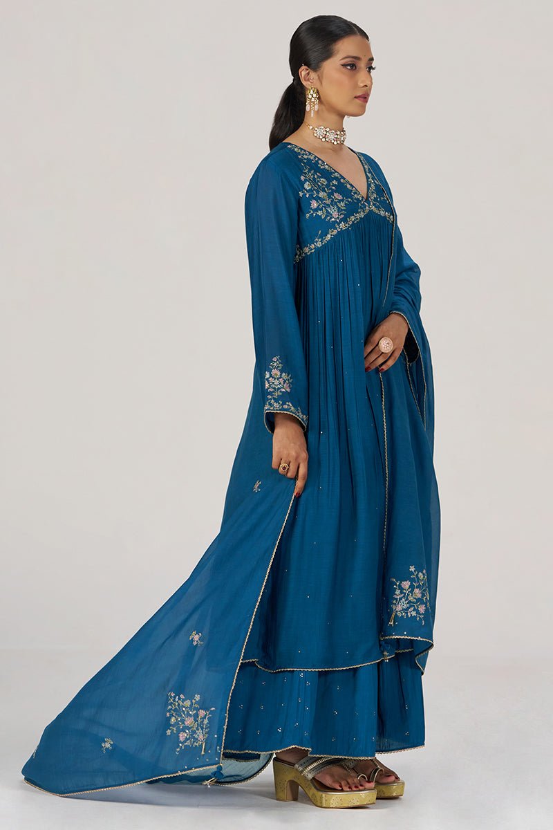 Deep Riverside Blue Festive Kurta Set - Ganga Fashions