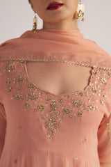 Peach Georgette Anarkali Kurta Set