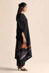 right side model view Buy Black Silk Co-Ord Set for Women Online