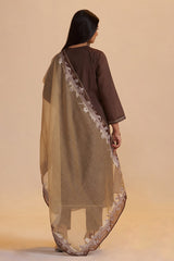 Deep Mahogany Woven Kurta Set