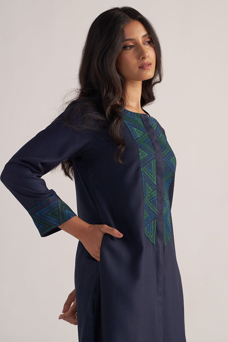 Carbon Blue Pashmina Kurta Set