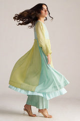 Morning Mist Blue and Celery Green-Yellow Co-ord Set