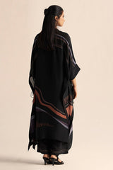 back view full body Buy Black Silk Co-Ord Set for Women Online