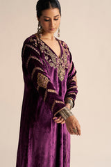 Imperial Purple Velvet Festive Kurta Set