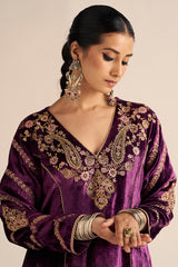 Imperial Purple Velvet Festive Kurta Set