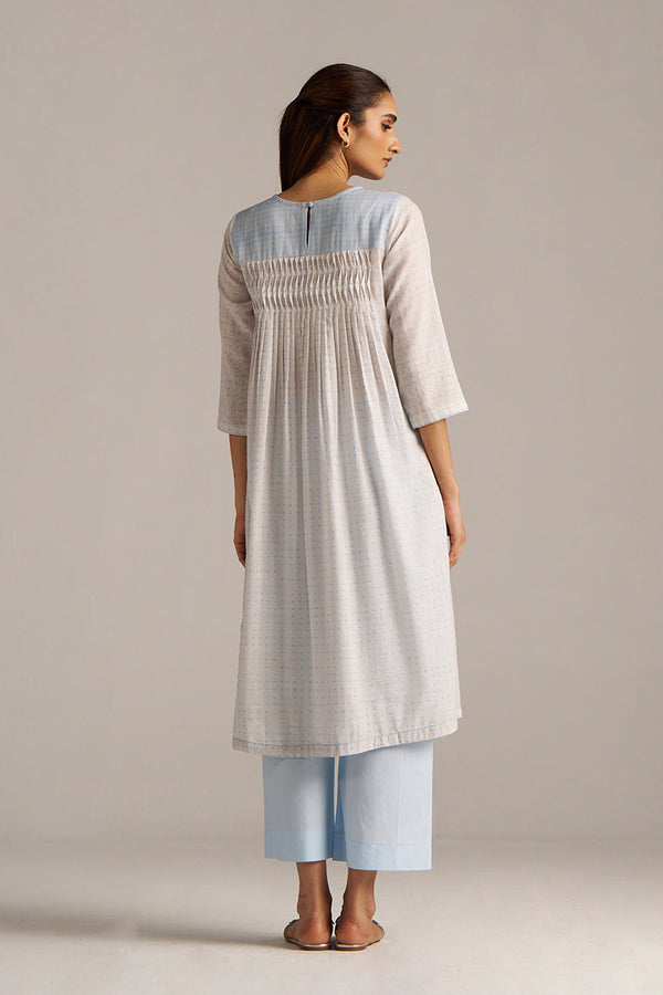 Baby Blue and Off-White Dotted Print Co-ord Set