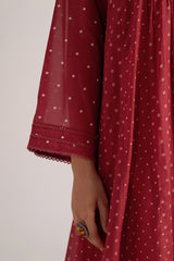 Garnet Red Bandhani Print Mul Chanderi Kurta Set