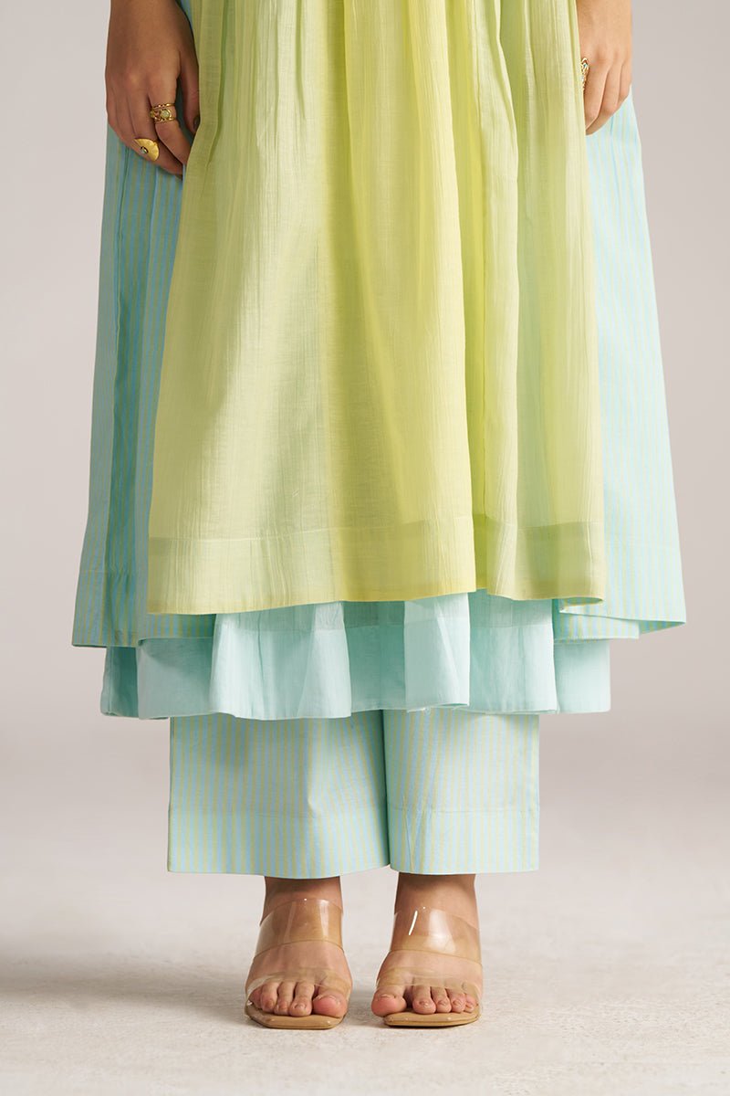 Morning Mist Blue and Celery Green-Yellow Co-ord Set