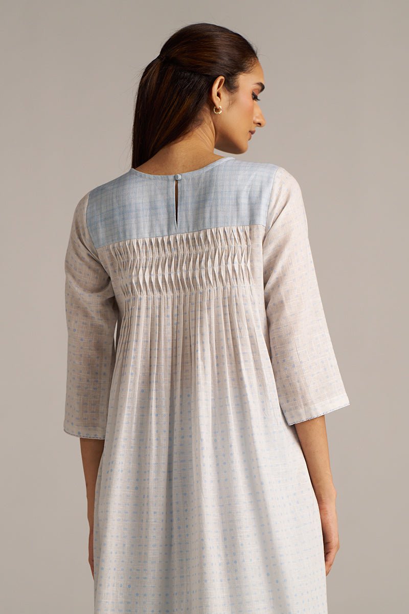 Baby Blue and Off-White Dotted Print Co-ord Set