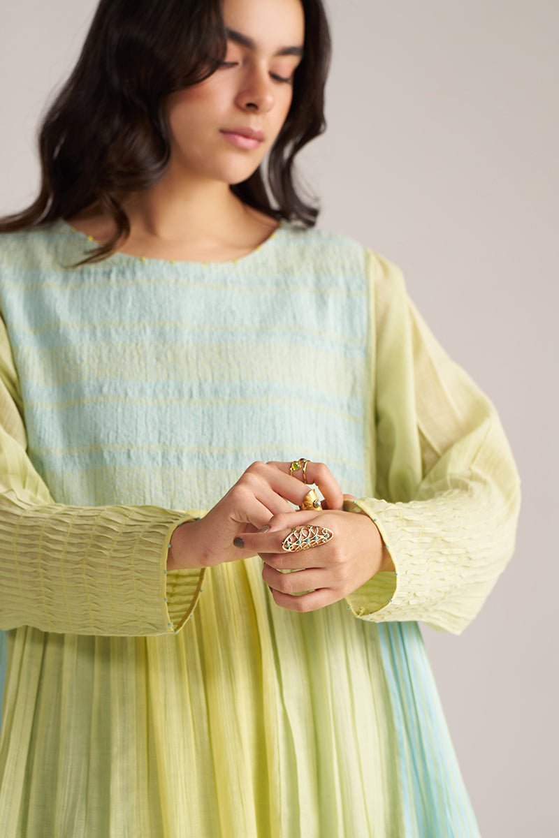 Morning Mist Blue and Celery Green-Yellow Co-ord Set