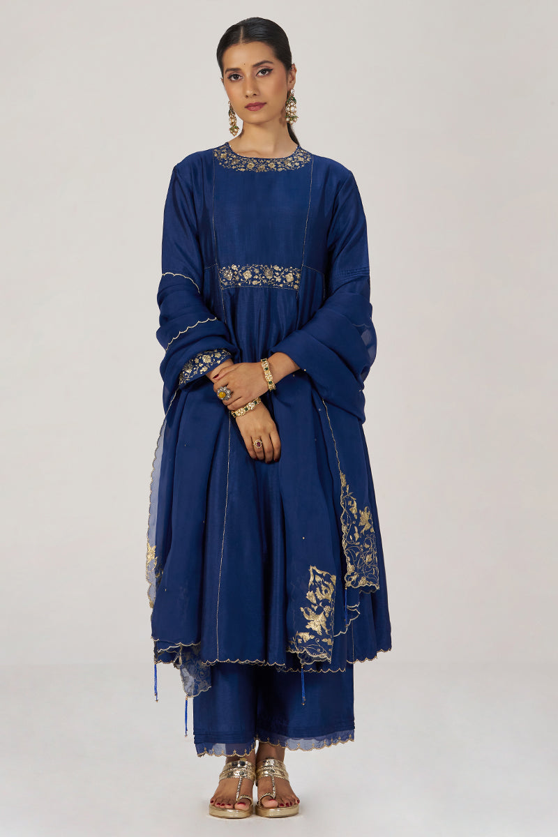 Deep Sapphire Blue Festive Kurta Set