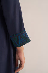 Carbon Blue Pashmina Kurta Set