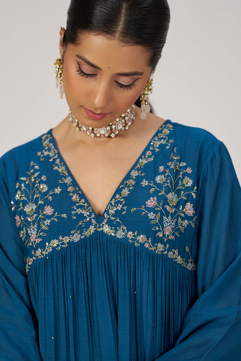 Deep Riverside Blue Festive Kurta Set - Ganga Fashions