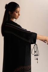 right hand side model view Buy Black Silk Co-Ord Set for Women Online