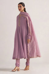 Dusky Orchid Georgette Anarkali Kurta Set