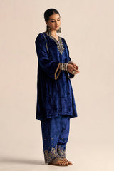 Monaco-Blue Velvet Festive Co-ord Set