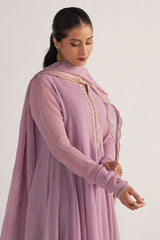 Dusky Orchid Georgette Anarkali Kurta Set