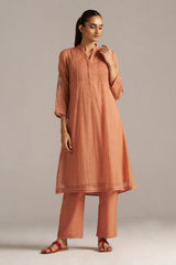 Canyon Clay Woven Chanderi Checks Co-ord Set