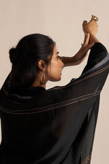 right hand view Buy Black Silk Co-Ord Set for Women Online