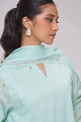 Ice-Blue Mul-Chanderi Kurta Set