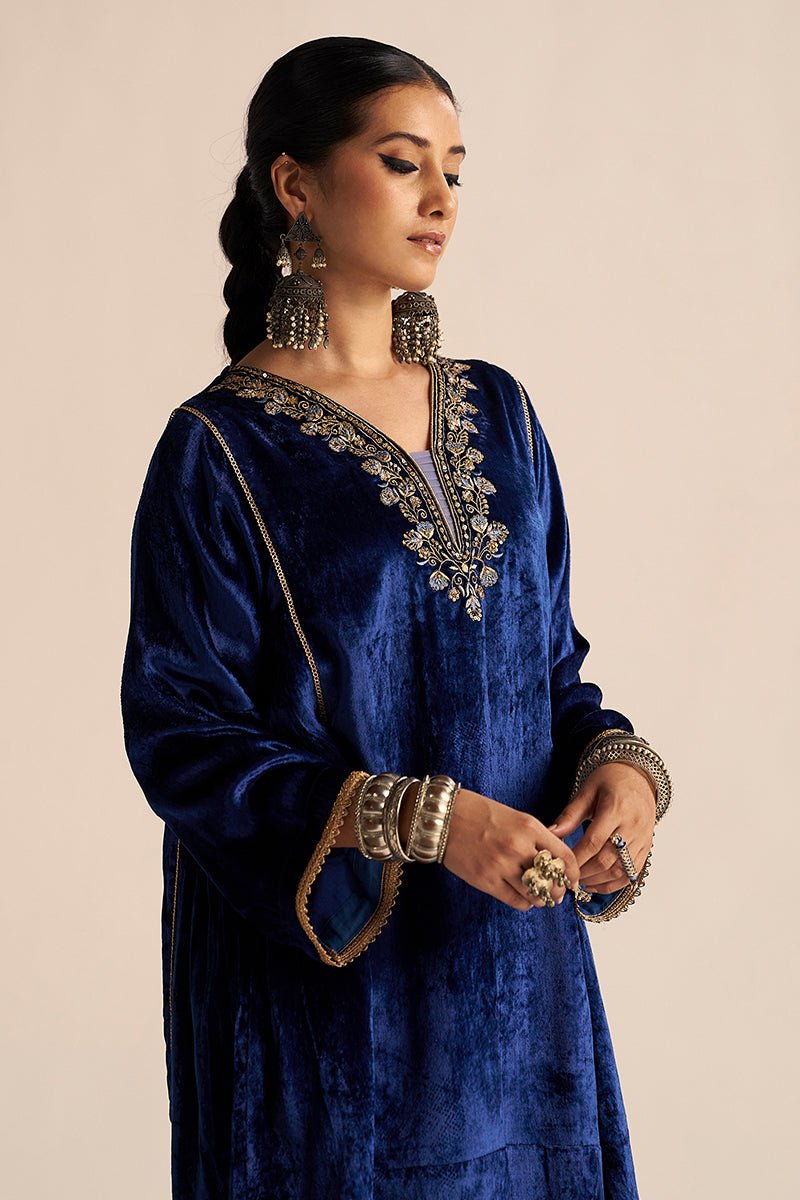 Monaco-Blue Velvet Festive Co-ord Set