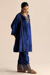 Monaco-Blue Velvet Festive Co-ord Set