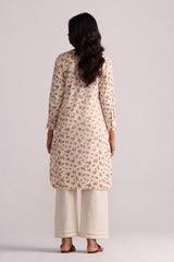 Cream and Pink Tiny Floral Hand-Print Co-ord Set on a light gray background