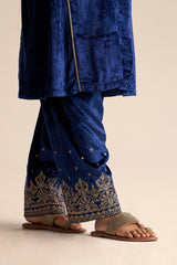 Monaco-Blue Velvet Festive Co-ord Set