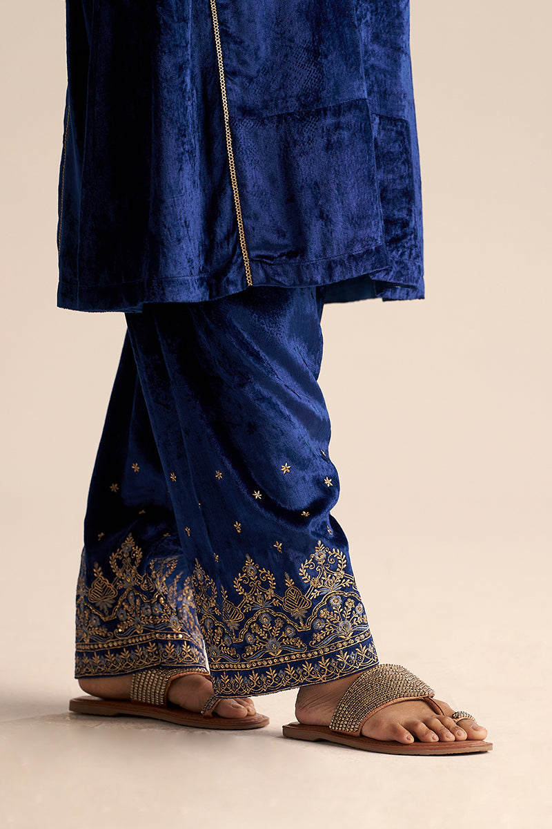 Monaco-Blue Velvet Festive Co-ord Set