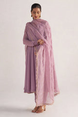 Dusky Orchid Georgette Anarkali Kurta Set