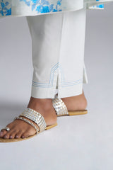 Azure Blue and Dull White Mul-Mul Kurta Set
