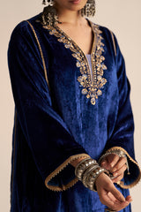 Monaco-Blue Velvet Festive Co-ord Set