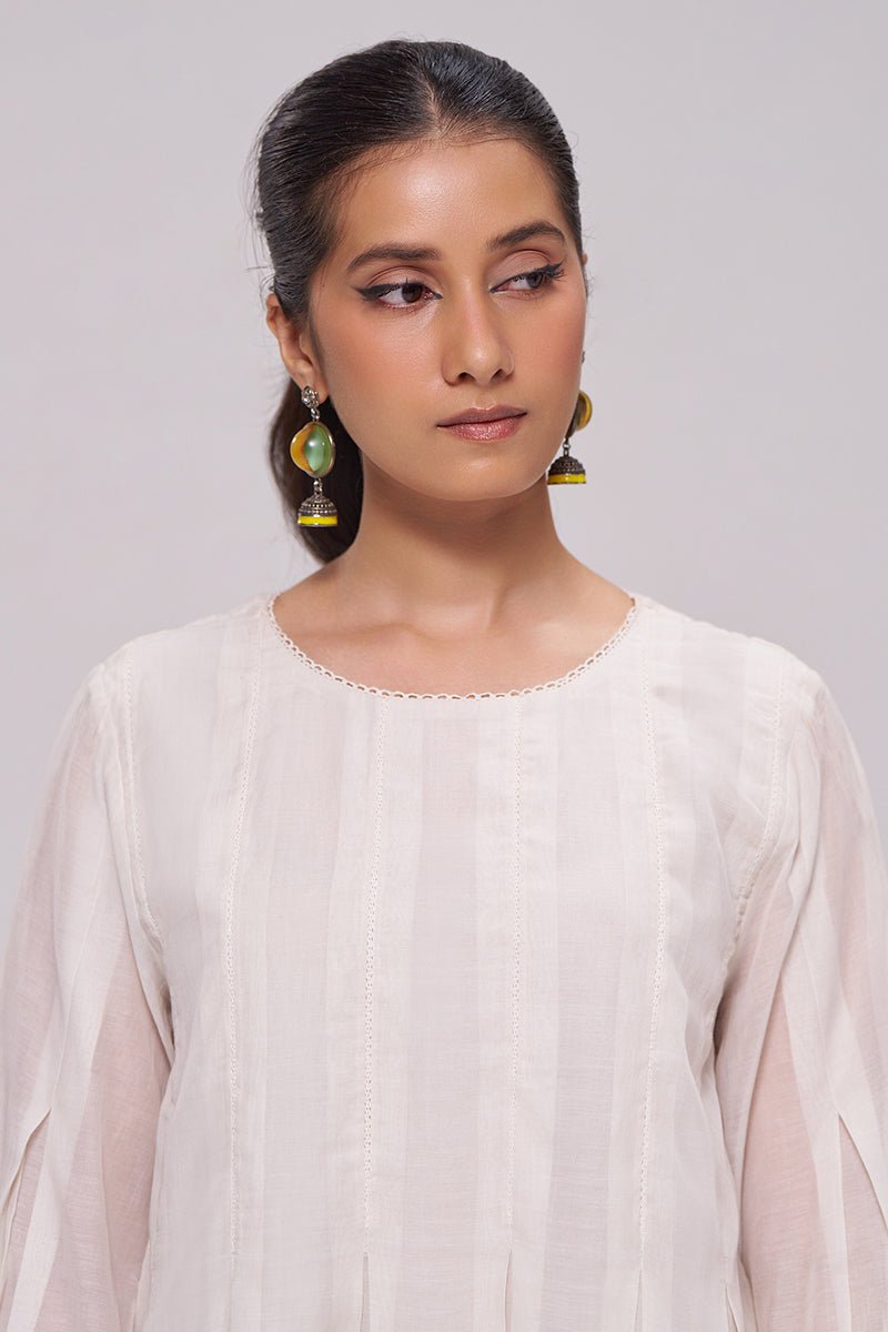 Ivory Mul-Chanderi Kurta Set - Ganga Fashions