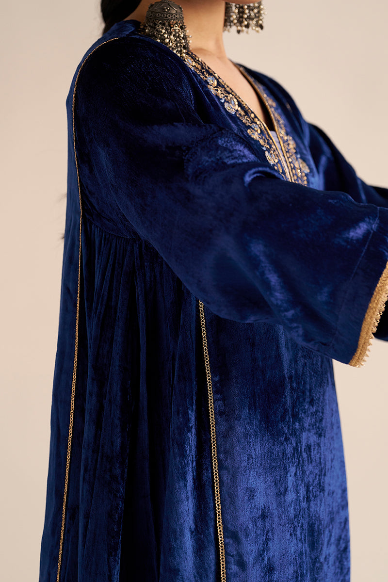 Monaco-Blue Velvet Festive Co-ord Set