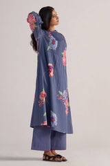 right hand side view Nightshadow Blue Mul Cotton Co-ord Set