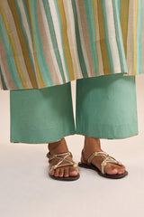 Shades of Teal and Green Stripe Cotton-Linen Co-ord Set